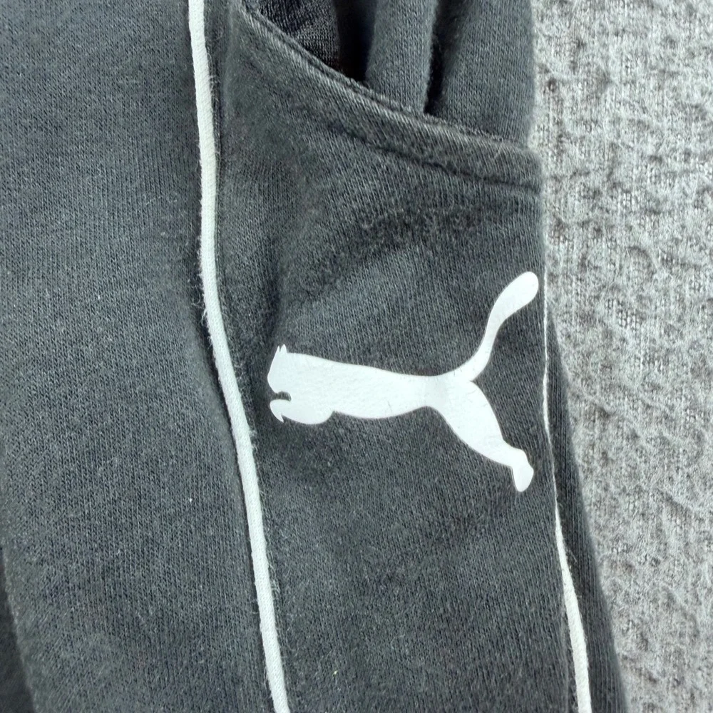Puma Athletic Shorts Men's Small Black Fleece Logo Waistband Piping Gym Casual